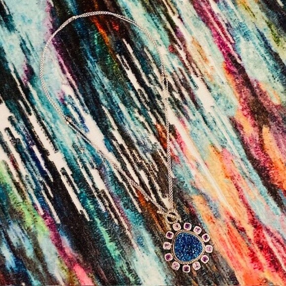 NWOT Judith Jack $450 Nova Convertible Druzy Pendant Sterling Silver Necklace - Picture 3 of 12